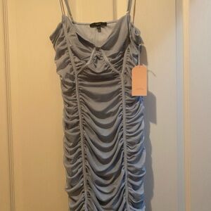 Elegant Blue Ruched Dress